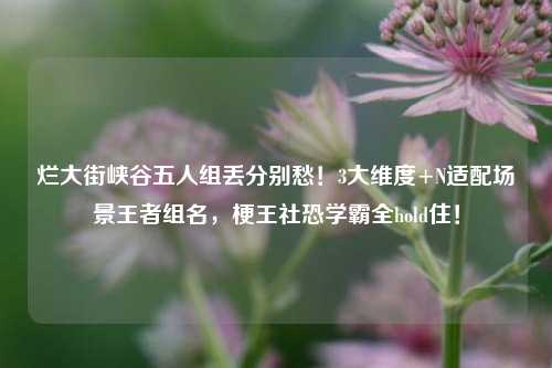 烂大街峡谷五人组丢分别愁!3大维度+N适配场景王者组名,梗王社恐学霸全hold住!