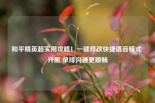 和平精英超实用攻略!一键修改快捷语音模式 开黑/单排沟通更顺畅