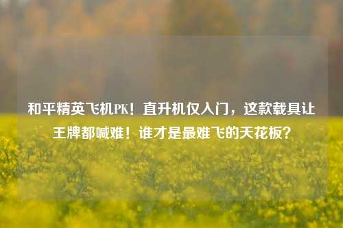 和平精英飞机PK!直升机仅入门,这款载具让王牌都喊难!谁才是最难飞的天花板?