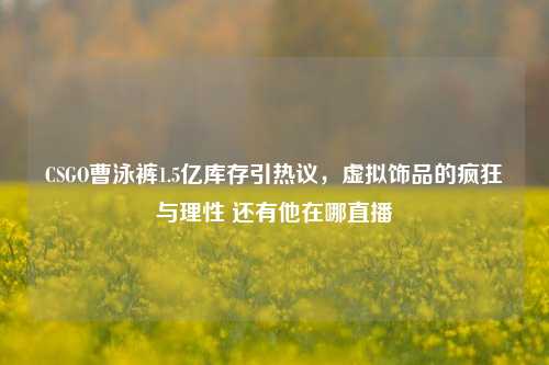 CSGO曹泳裤1.5亿库存引热议，虚拟饰品的疯狂与理性 还有他在哪直播