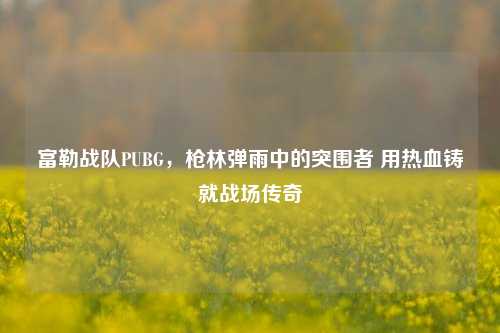 富勒战队PUBG,枪林弹雨中的突围者 用热血铸就战场传奇