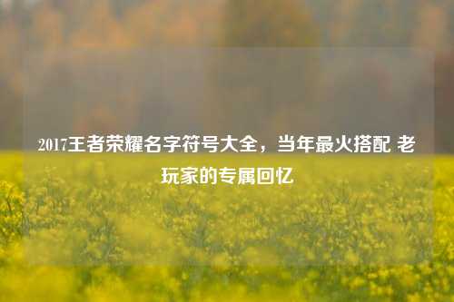 2017王者荣耀名字符号大全,当年最火搭配 老玩家的专属回忆