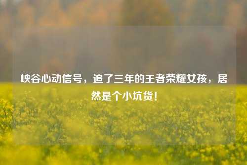 峡谷心动信号,追了三年的王者荣耀女孩,居然是个小坑货!
