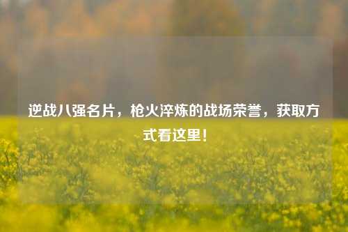 逆战八强名片,枪火淬炼的战场荣誉,获取方式看这里!