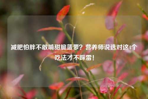 减肥怕胖不敢啃甜脆菠萝?营养师说选对这4个吃法才不踩雷!