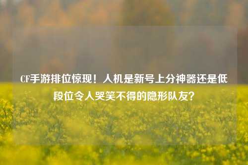 CF手游排位惊现！人机是新号上分神器还是低段位令人哭笑不得的隐形队友？
