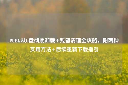 PUBG从C盘彻底卸载+残留清理全攻略,附两种实用方法+后续重新下载指引