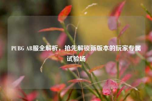 PUBG AB服全解析，抢先解锁新版本的玩家专属试验场