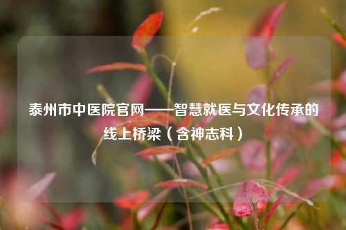 泰州市中医院官网——智慧就医与文化传承的线上桥梁（含神志科）