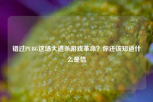错过PUBG这场大逃杀游戏革命？你还该知道什么是信