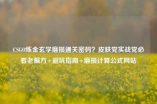 CSGO炼金玄学磨损通关密码？皮肤党实战党必看老偏方+避坑指南+磨损计算公式网站