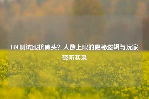 LOL测试服挤破头?人数上限的隐秘逻辑与玩家破防实录