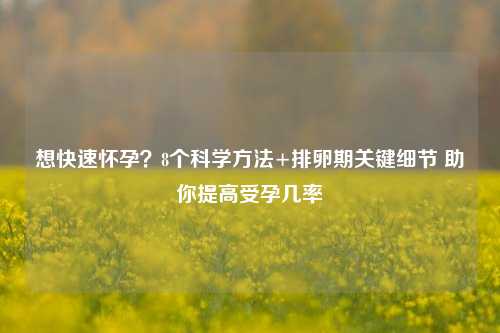 想快速怀孕?8个科学方法+排卵期关键细节 助你提高受孕几率