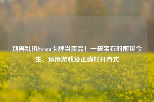 别再乱拆Steam卡牌当废品！一袋宝石的前世今生、适用游戏及正确打开方式