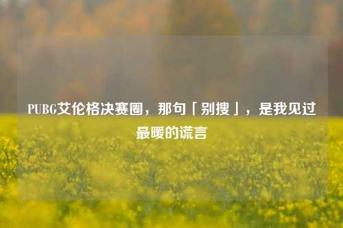 PUBG艾伦格决赛圈，那句「别搜」，是我见过最暖的谎言