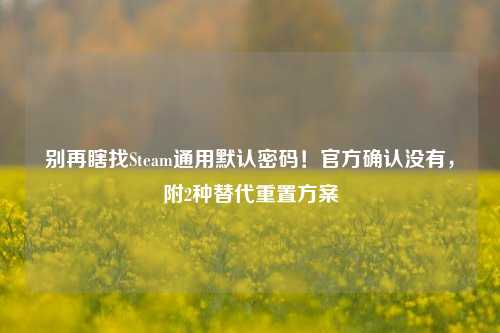 别再瞎找Steam通用默认密码!官方确认没有,附2种替代重置方案