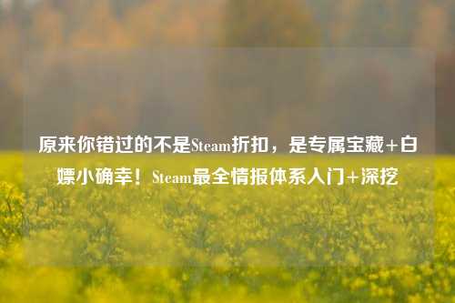 原来你错过的不是Steam折扣,是专属宝藏+白嫖小确幸!Steam最全情报体系入门+深挖