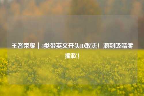 王者荣耀｜4类带英文开头ID取法！潮到吸睛零撞款！