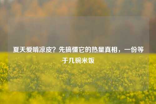 夏天爱啃凉皮?先搞懂它的热量真相,一份等于几碗米饭