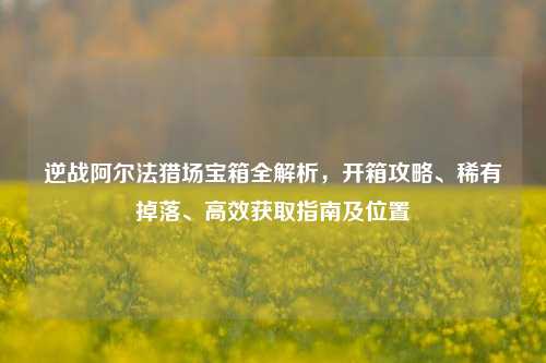 逆战阿尔法猎场宝箱全解析,开箱攻略、稀有掉落、高效获取指南及位置