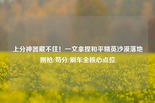 上分神器藏不住！一文拿捏和平精英沙漠落地刚枪/苟分/刷车全核心点位
