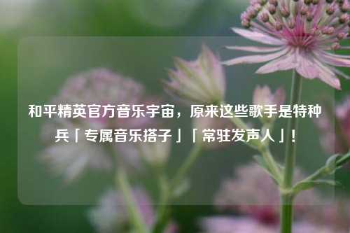 和平精英官方音乐宇宙,原来这些歌手是特种兵「专属音乐搭子」「常驻发声人」!