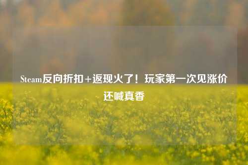 Steam反向折扣+返现火了!玩家第一次见涨价还喊真香