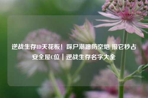 逆战生存ID天花板!踩尸潮蹭防空炮 报它秒占安全屋C位|逆战生存名字大全