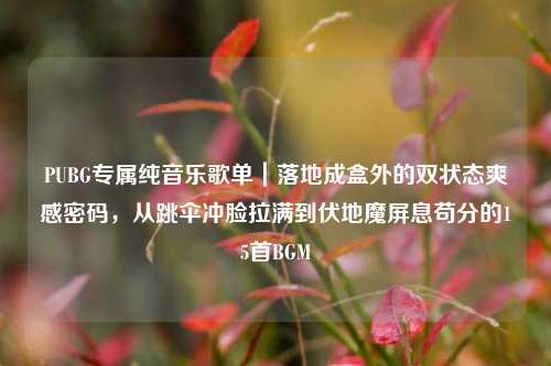 PUBG专属纯音乐歌单|落地成盒外的双状态爽感密码,从跳伞冲脸拉满到伏地魔屏息苟分的15首BGM