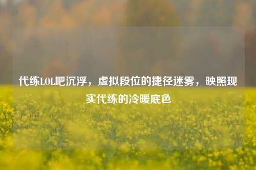 代练LOL吧沉浮，虚拟段位的捷径迷雾，映照现实代练的冷暖底色
