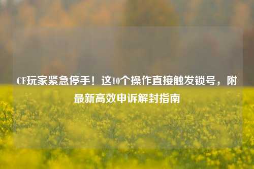 CF玩家紧急停手!这10个操作直接触发锁号,附最新高效申诉解封指南