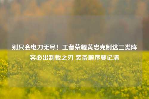 别只会电刀无尽!王者荣耀黄忠克制这三类阵容必出制裁之刃 装备顺序要记清