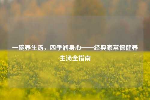 一碗养生汤,四季润身心——经典家常保健养生汤全指南