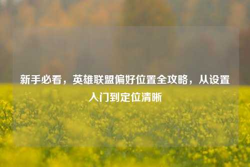 新手必看，英雄联盟偏好位置全攻略，从设置入门到定位清晰